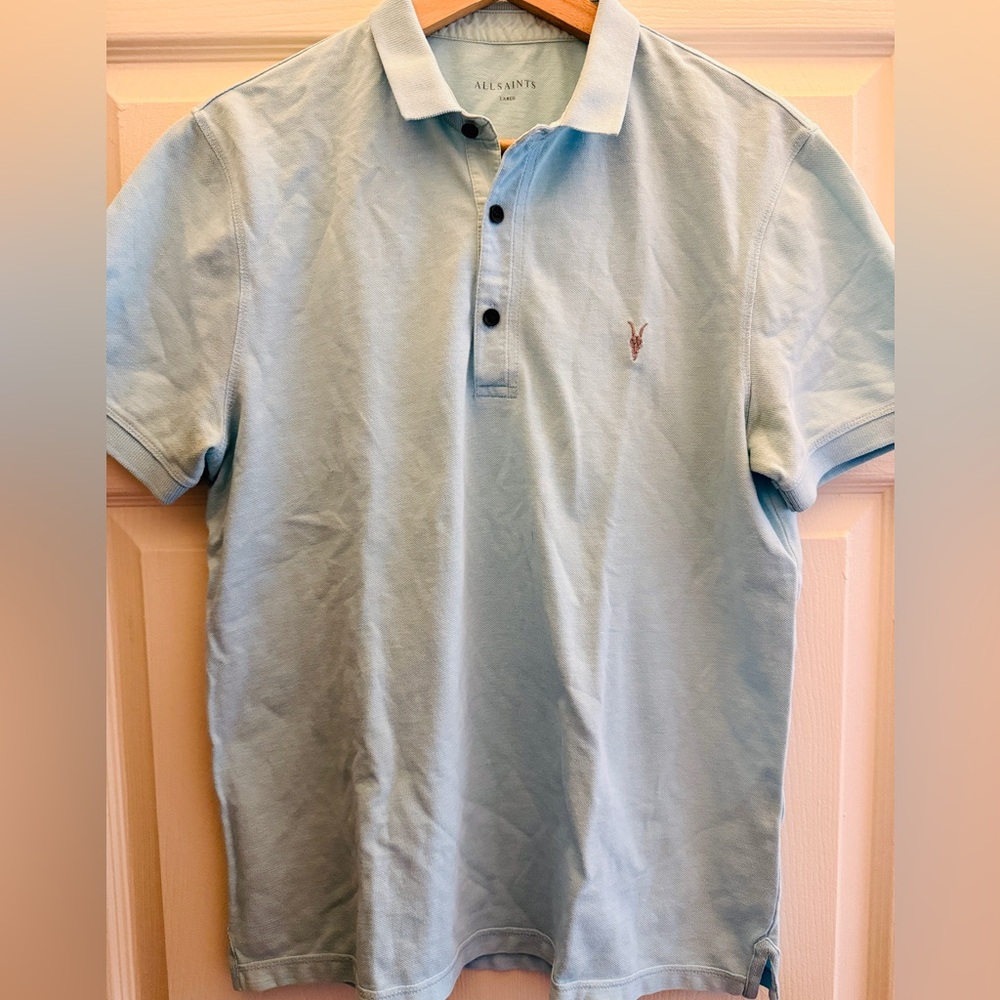 All Saints Sky Blue Polo Shirt
